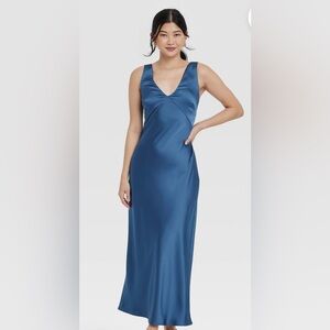 Blue Satin Dress